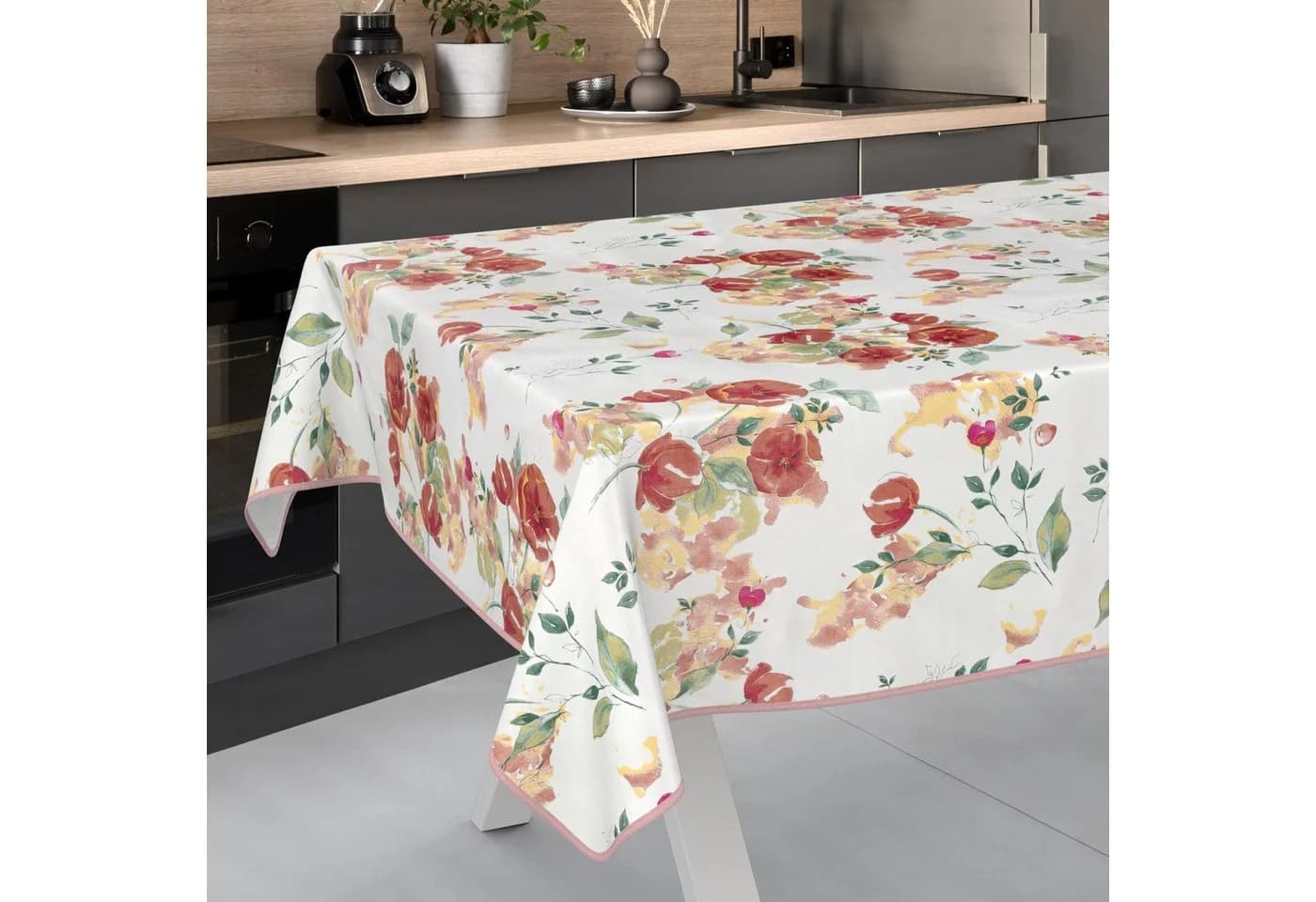 ANRO Wachstuch-Tischdecke Mohnblumen Rot 100x140cm abwaschbar