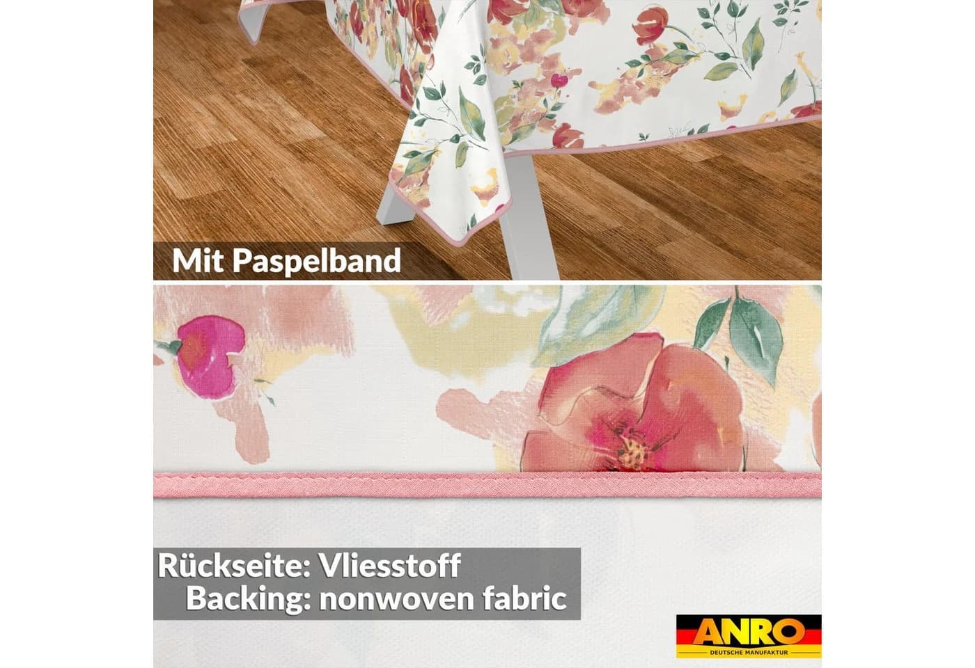 ANRO Wachstuch-Tischdecke Mohnblumen Rot 100x140cm abwaschbar - Bild 3
