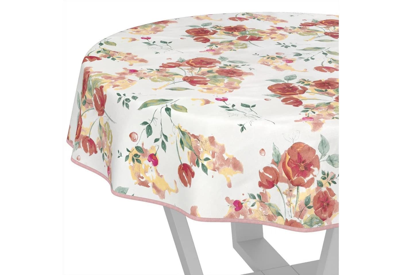 ANRO Wachstuch-Tischdecke Rund 100cm Rot Mohnblumen - Bild 2