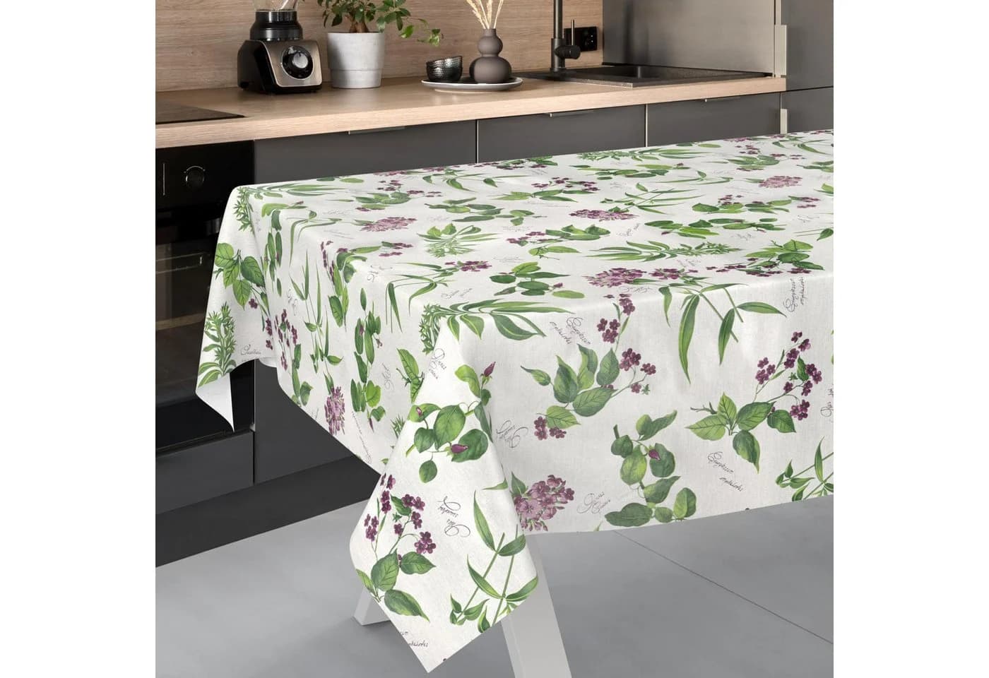 ANRO Tischdecke Feldblumen abwaschbar Wachstuch Grün 140cm