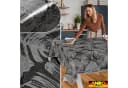 ANRO Wachstuchtischdecke Schwarz Silber Blattmotiv abwasbar Bild 5