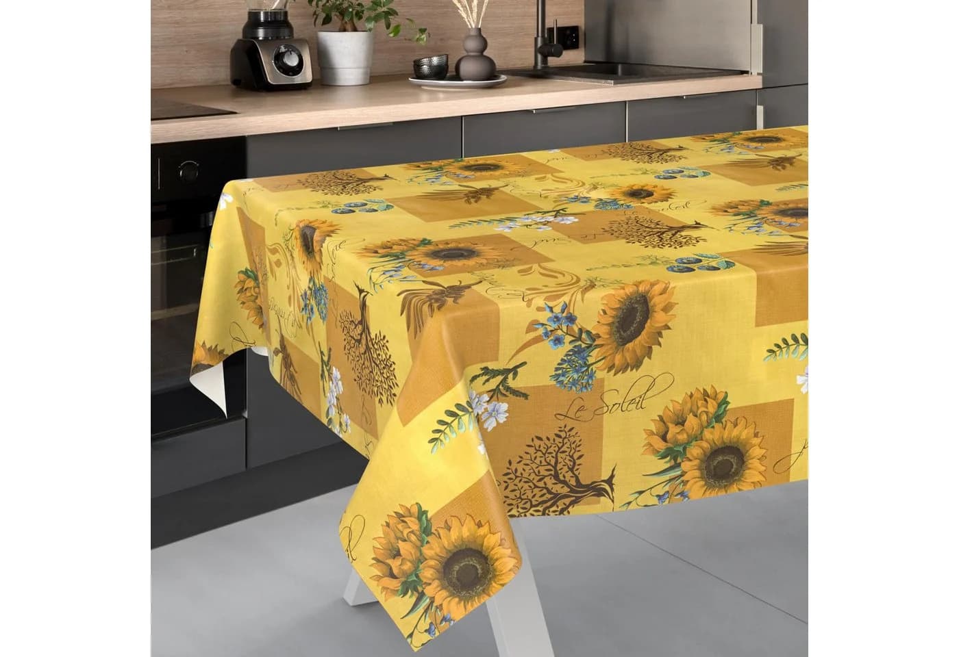 ANRO Tischdecke Sonnenblume Abwaschbar Wachstuch Gelb 140cm