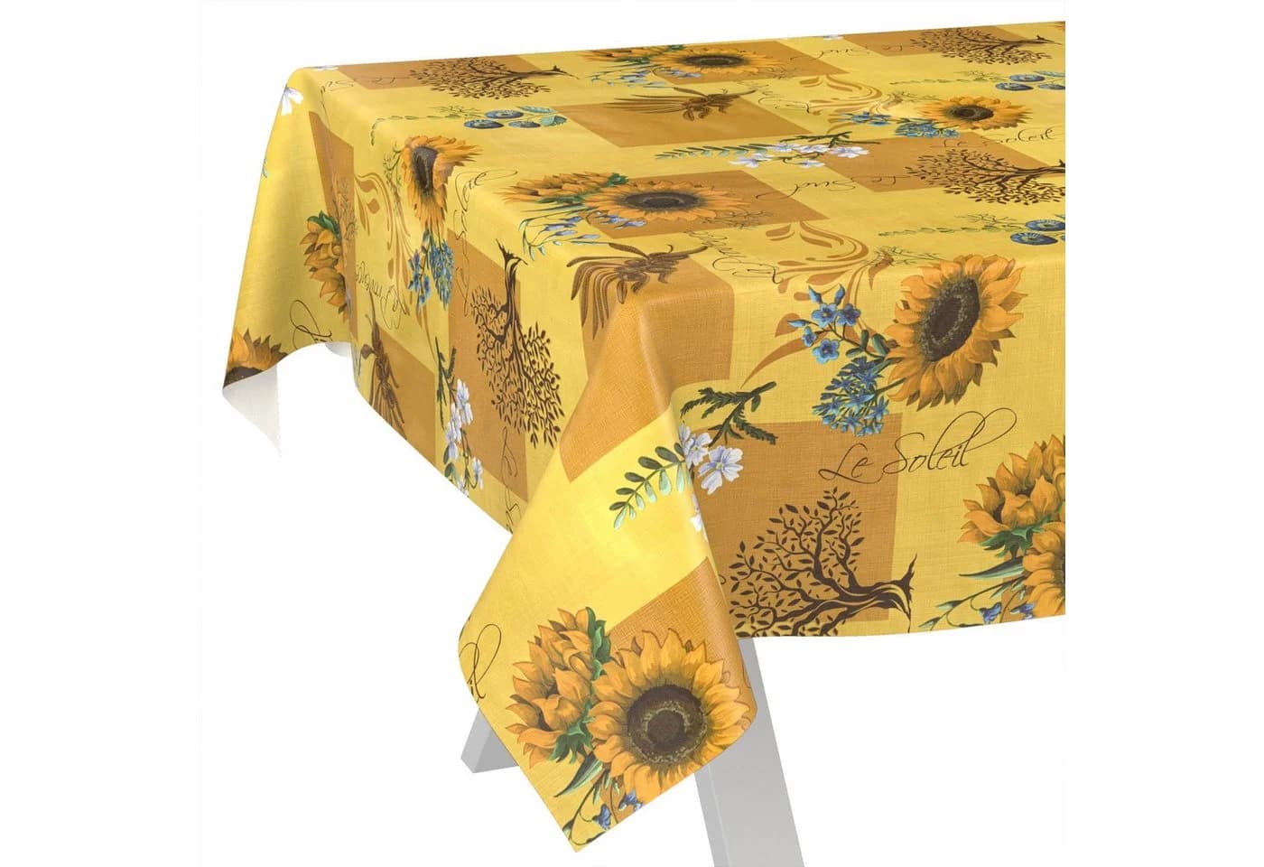 ANRO Tischdecke Sonnenblume Abwaschbar Wachstuch Gelb 140cm - Bild 2