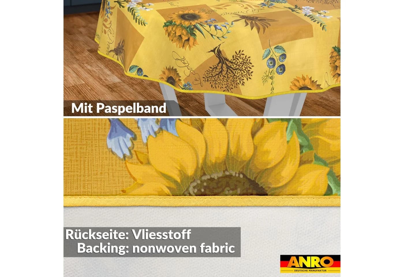 ANRO Tischdecke Sonnenblume Abwaschbar Wachstuch Gelb - Bild 3