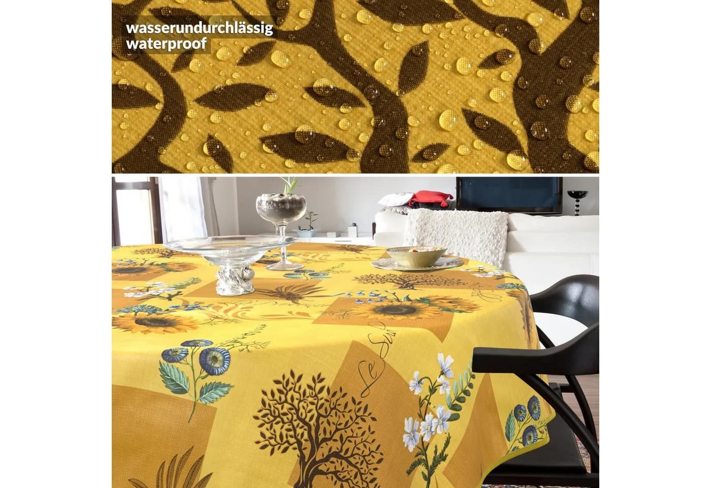 ANRO Tischdecke Sonnenblume Abwaschbar Wachstuch Gelb - Bild 4