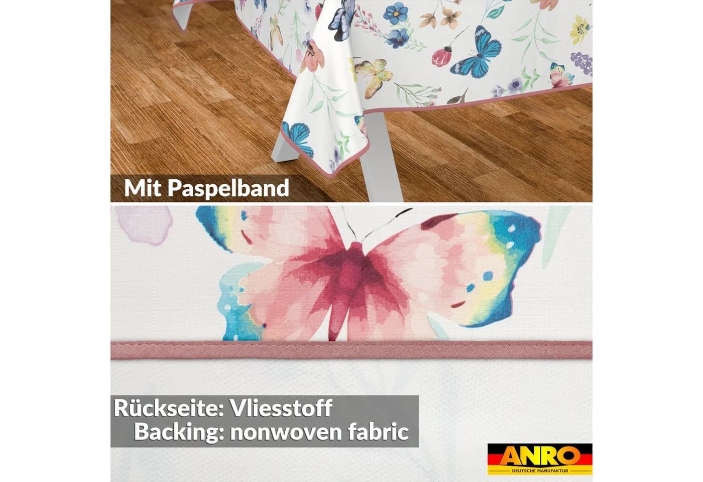 ANRO Tischdecke Schmetterlinge Abwaschbar Wachstuch Lotuseffekt - Bild 3