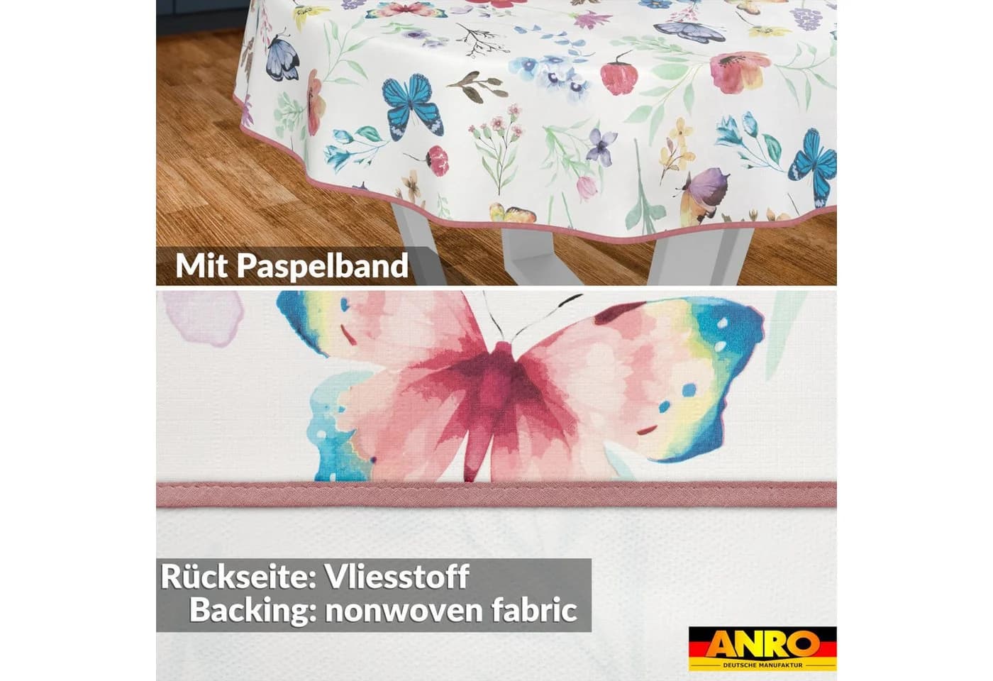 ANRO Tischdecke Schmetterlinge abwaschbar Wachstuch pflegeleicht wasserabweisend - Bild 3