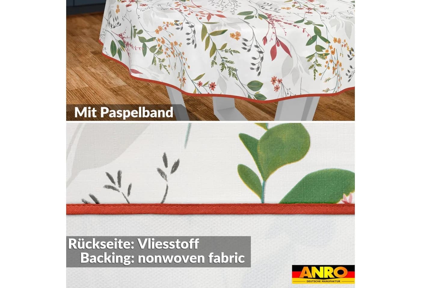 ANRO Tischdecke Natur abwaschbar Wachstuch 100cm - Bild 3