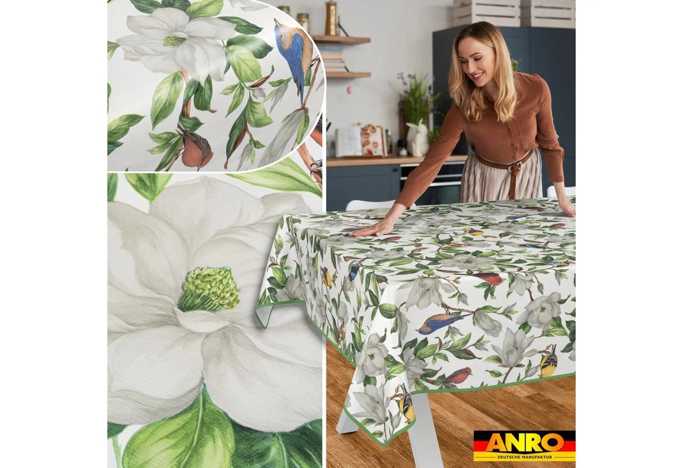 ANRO Tischdecke Kolibri abwaschbar Wachstuch 100x140cm - Bild 5