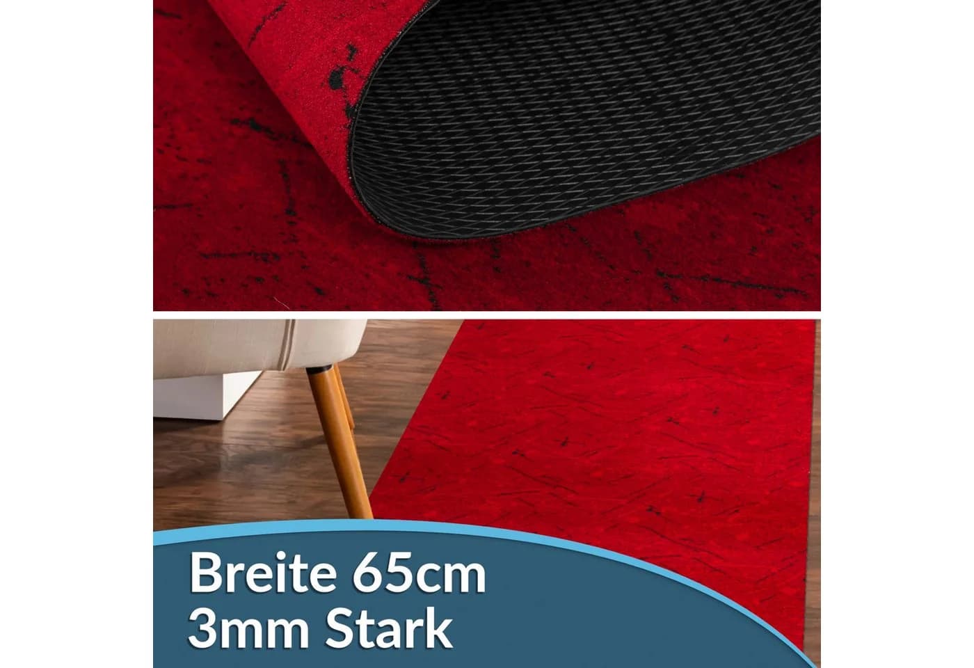 ANRO Küchenläufer RAHMA Industrie Rot, 100cm, Rutschfest