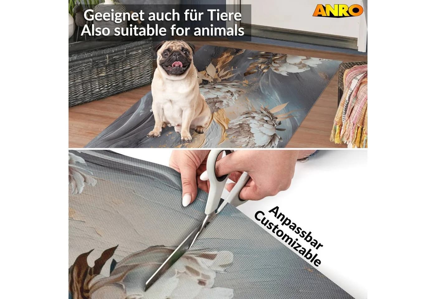 ANRO Küchenläufer LUIGI Pfingstrose Grau 52x100 cm - Bild 4