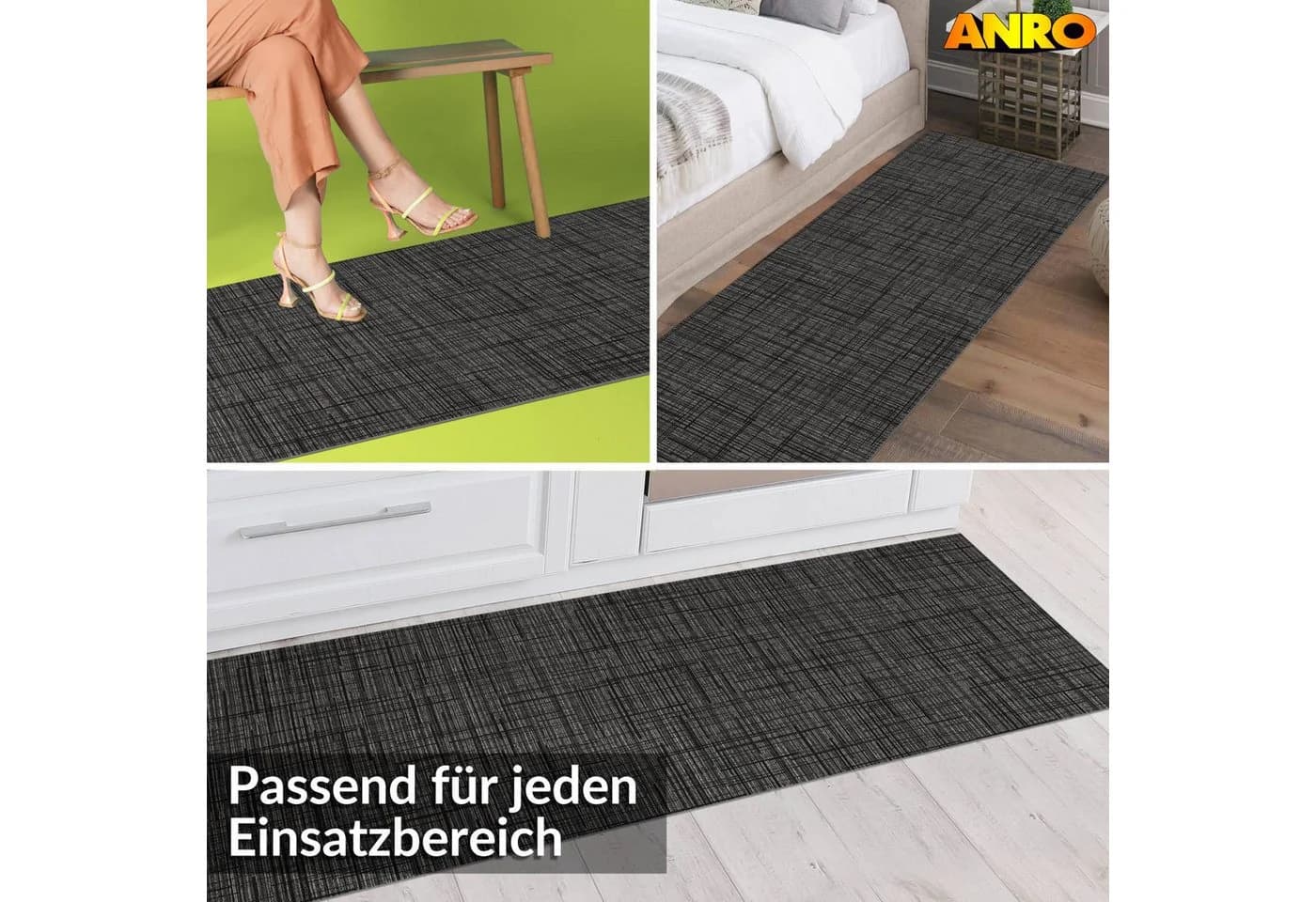 ANRO Läufer LUIGI Leinensstyle Anthrazit - Bild 3