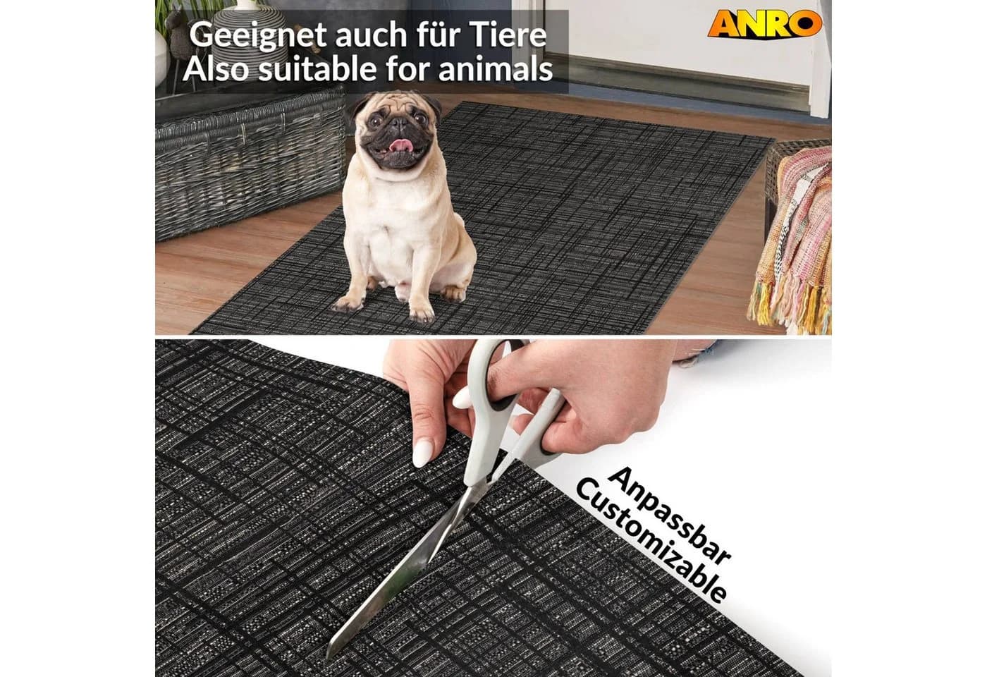 ANRO Läufer LUIGI Leinensstyle Anthrazit - Bild 4