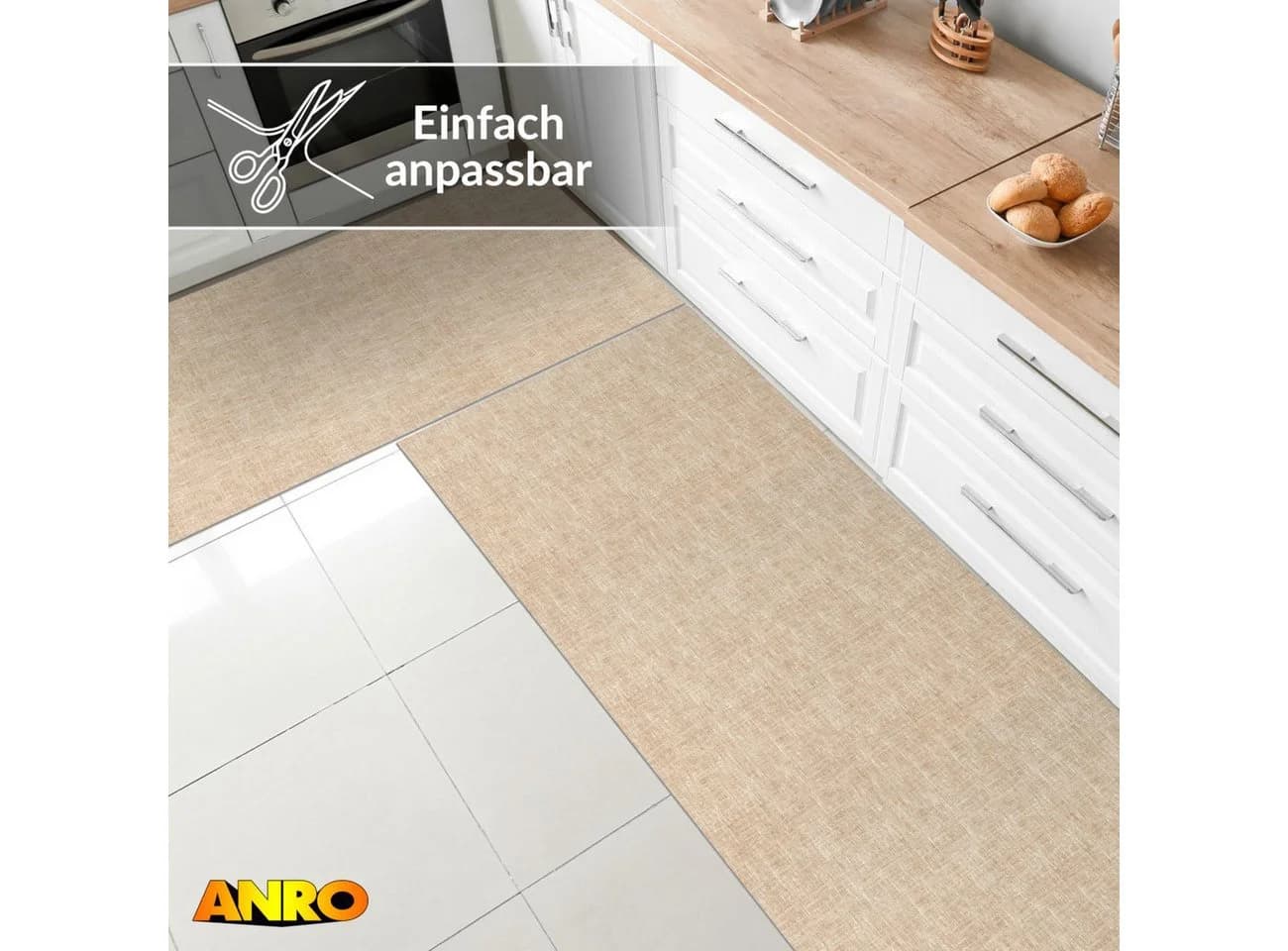 ANRO Küchenläufer RUNNA Beige Rutschfest Maschinenwaschbar - Bild 4