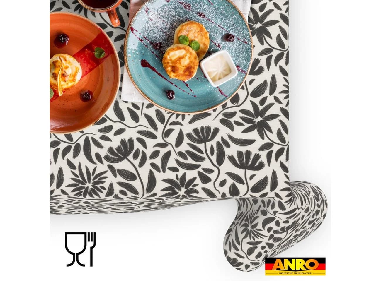ANRO Tischdecke Barcelona Schwarz Abwaschbar 90x130cm - Bild 5