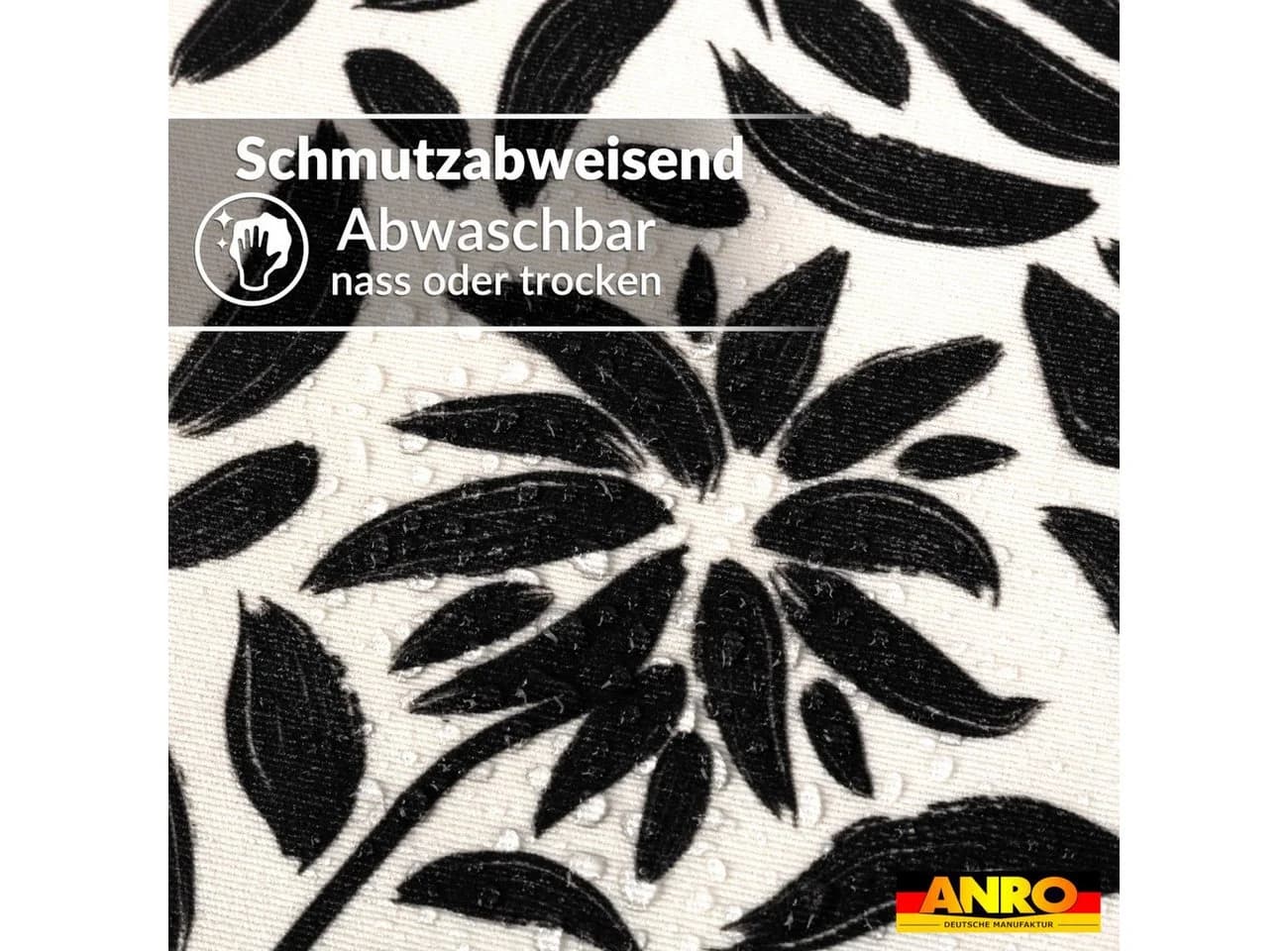 ANRO Tischdecke Barcelona Schwarz Grafisch Blumen Abwaschbar - Bild 4