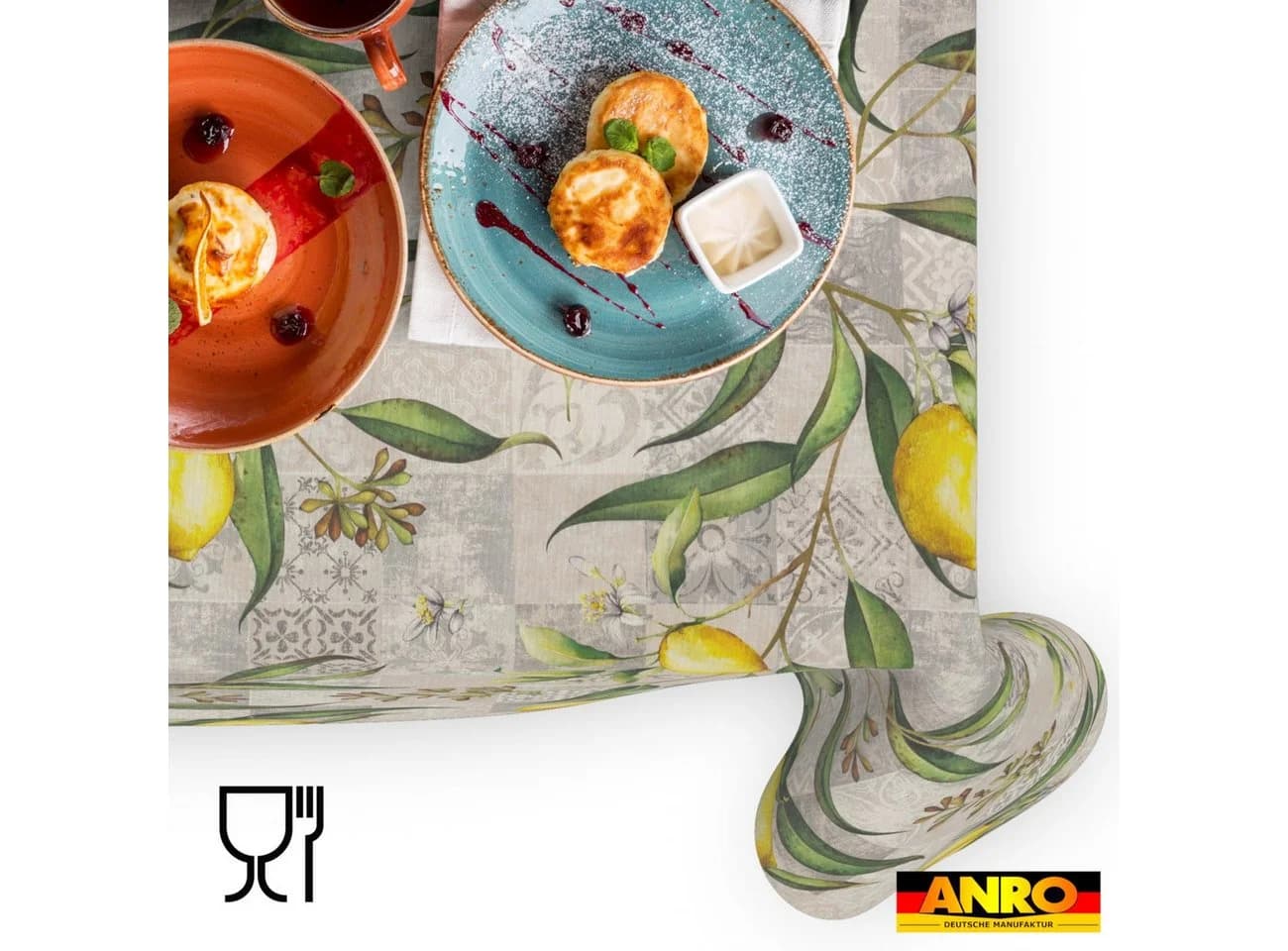 ANRO Tischdecke Madrid Abwaschbar Grau 90x130cm - Bild 5