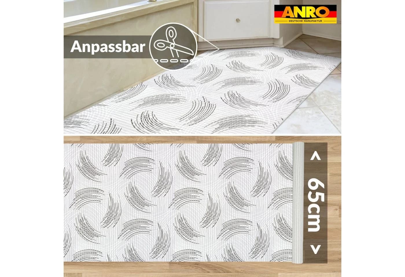 ANRO Schaum-Badematte Premium Zirkel Grau rutschfest - Bild 3