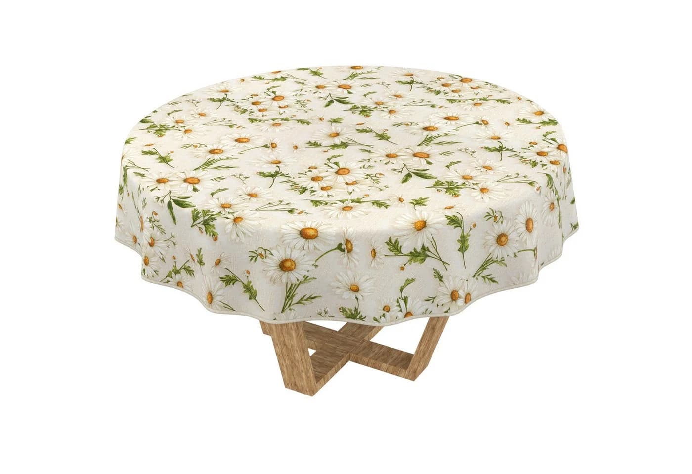ANRO Tischdecke abwaschbar Margeriten Braun Rund 100 cm - Bild 2