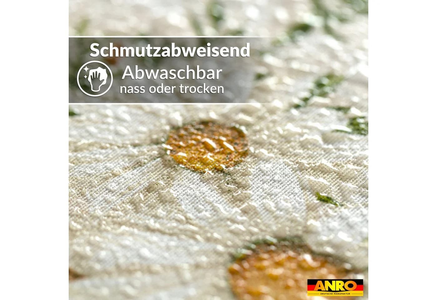 ANRO Tischdecke abwaschbar Margeriten Braun Rund 100 cm - Bild 4