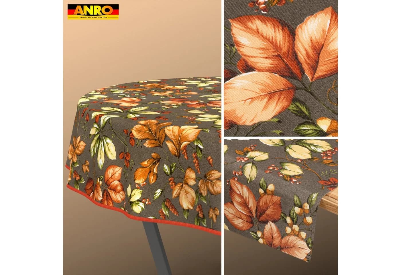 ANRO Tischdecke Herbstlaub Baumwollmischung abwaschbar