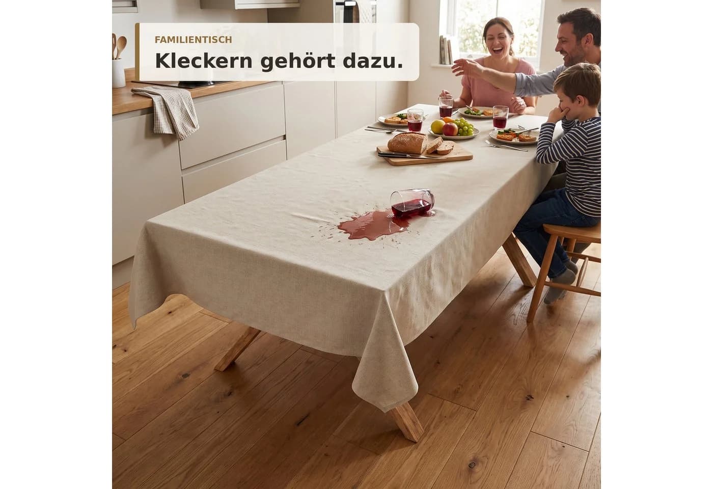 ANRO Wachstuchtischdecke Leinenoptik Greige abwaschbar