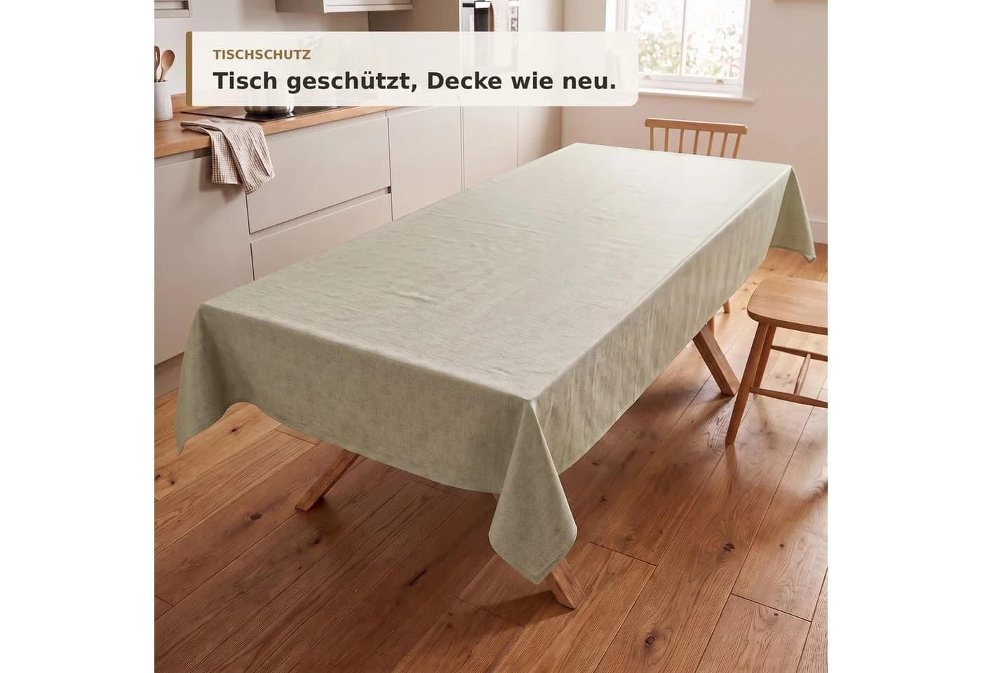 ANRO Wachstuchtischdecke Leinenoptik Greige abwaschbar - Bild 4