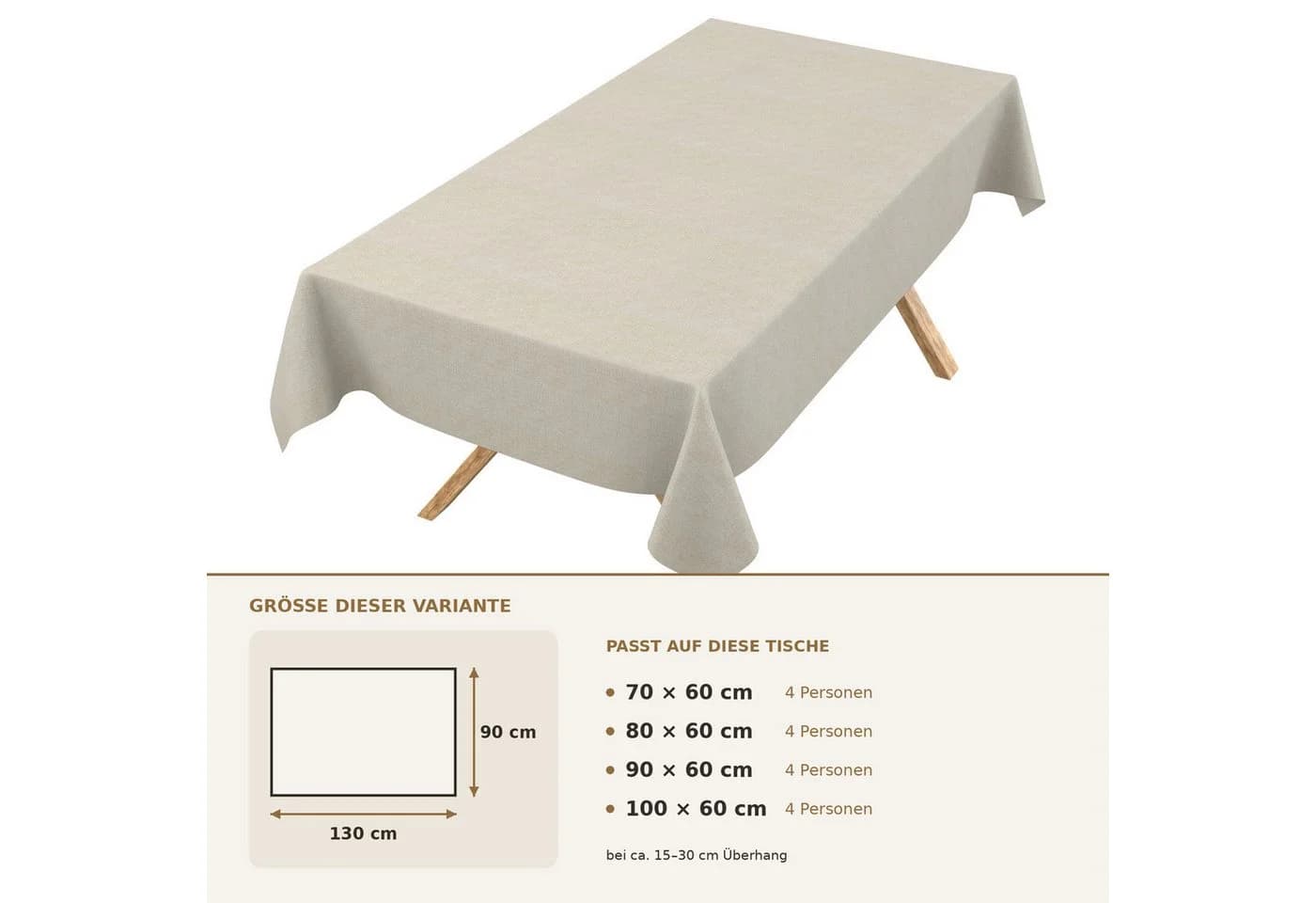 ANRO Wachstuchtischdecke Leinenoptik Greige abwaschbar - Bild 5