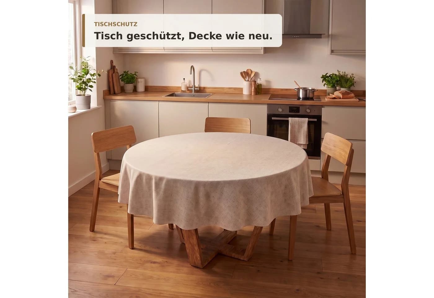 ANRO Wachstuchtischdecke Leinenoptik Greige abwaschbar - Bild 4
