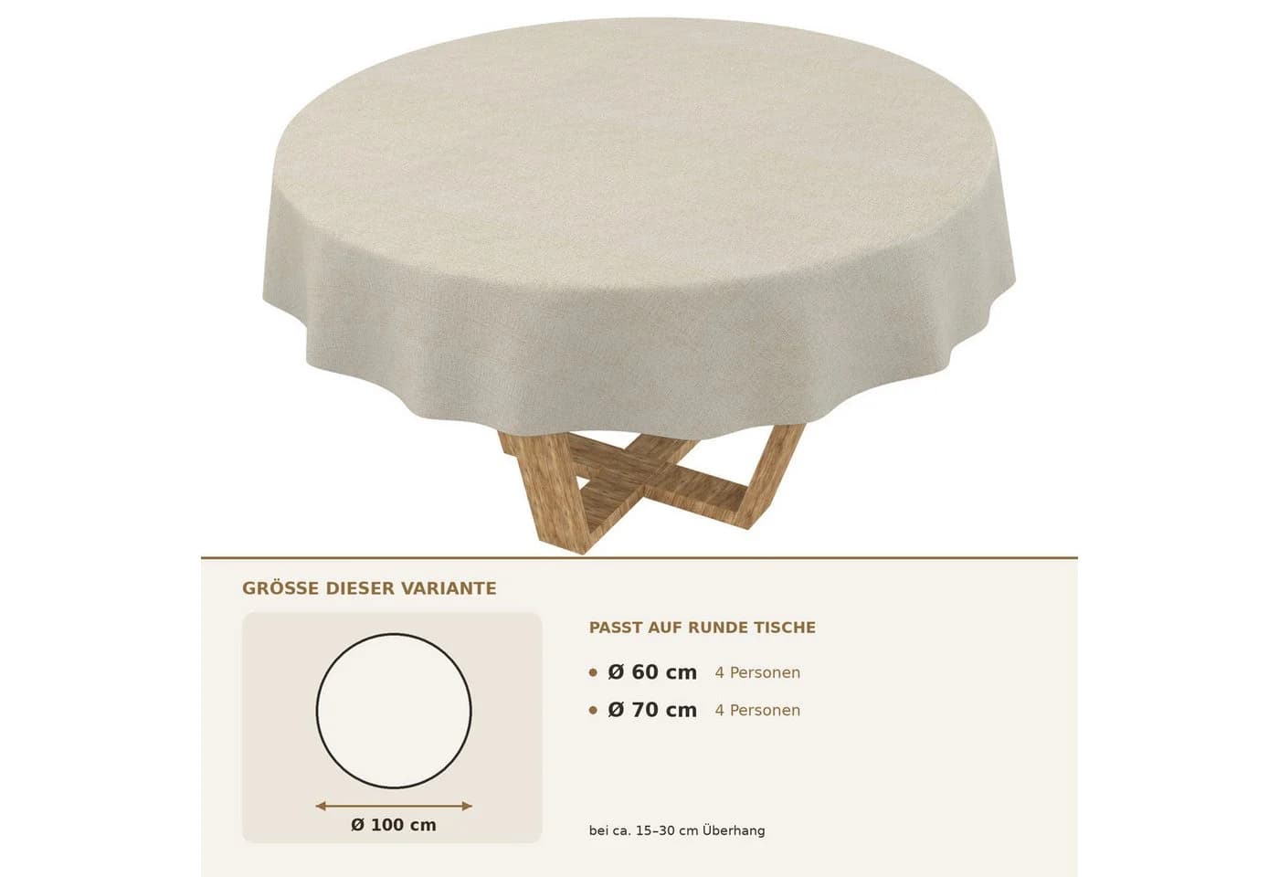 ANRO Wachstuchtischdecke Leinenoptik Greige abwaschbar - Bild 5