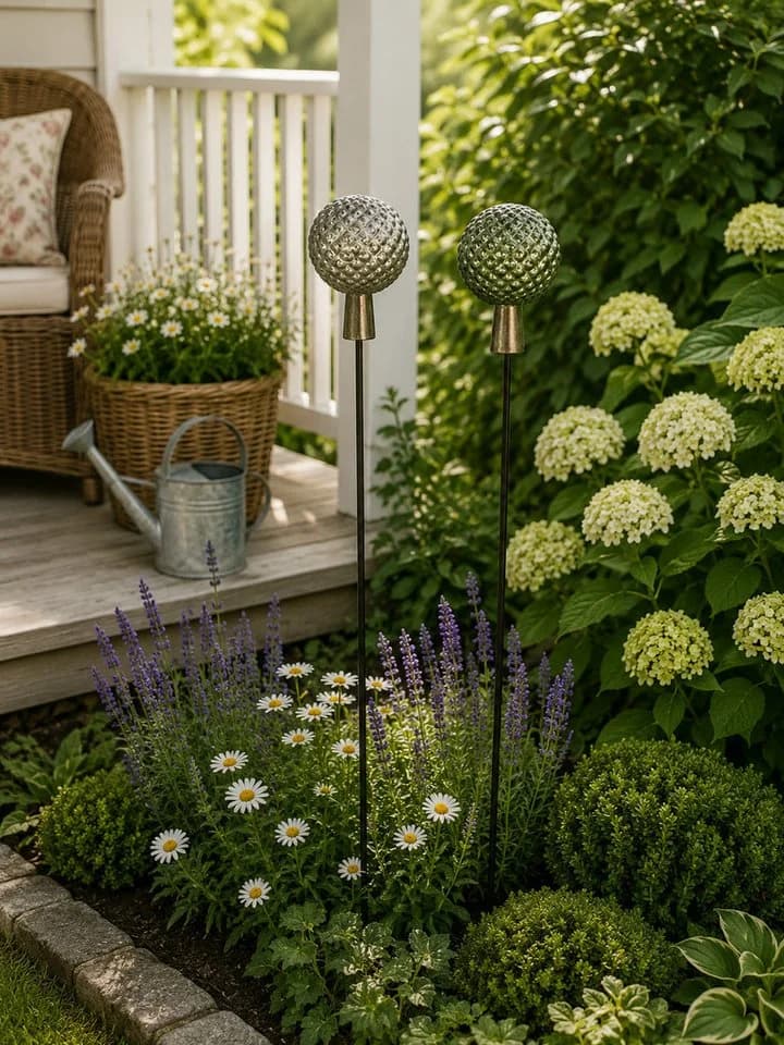 finehomegarden Gartenstecker Glaskugel grün 2-farbig sortiert