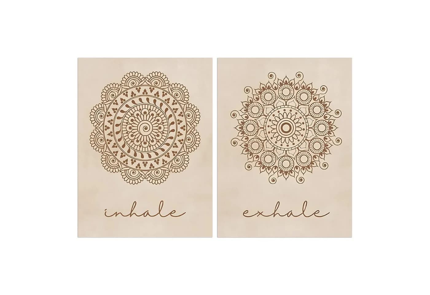 JUSTGOODMOOD Poster Yoga Einatmen Ausatmen Mandala Wand Deko Print ohne Rahmen - Bild 2