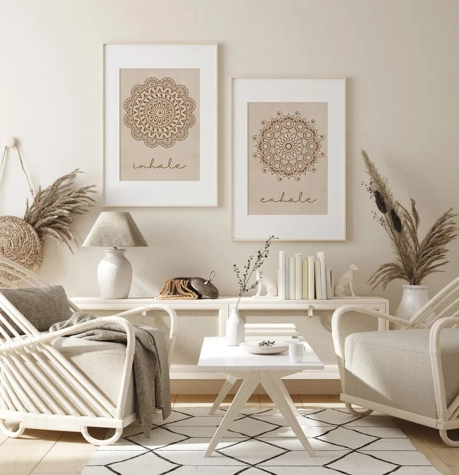 JUSTGOODMOOD Poster Yoga Einatmen Ausatmen Mandala Wand Deko Print ohne Rahmen - Bild 5