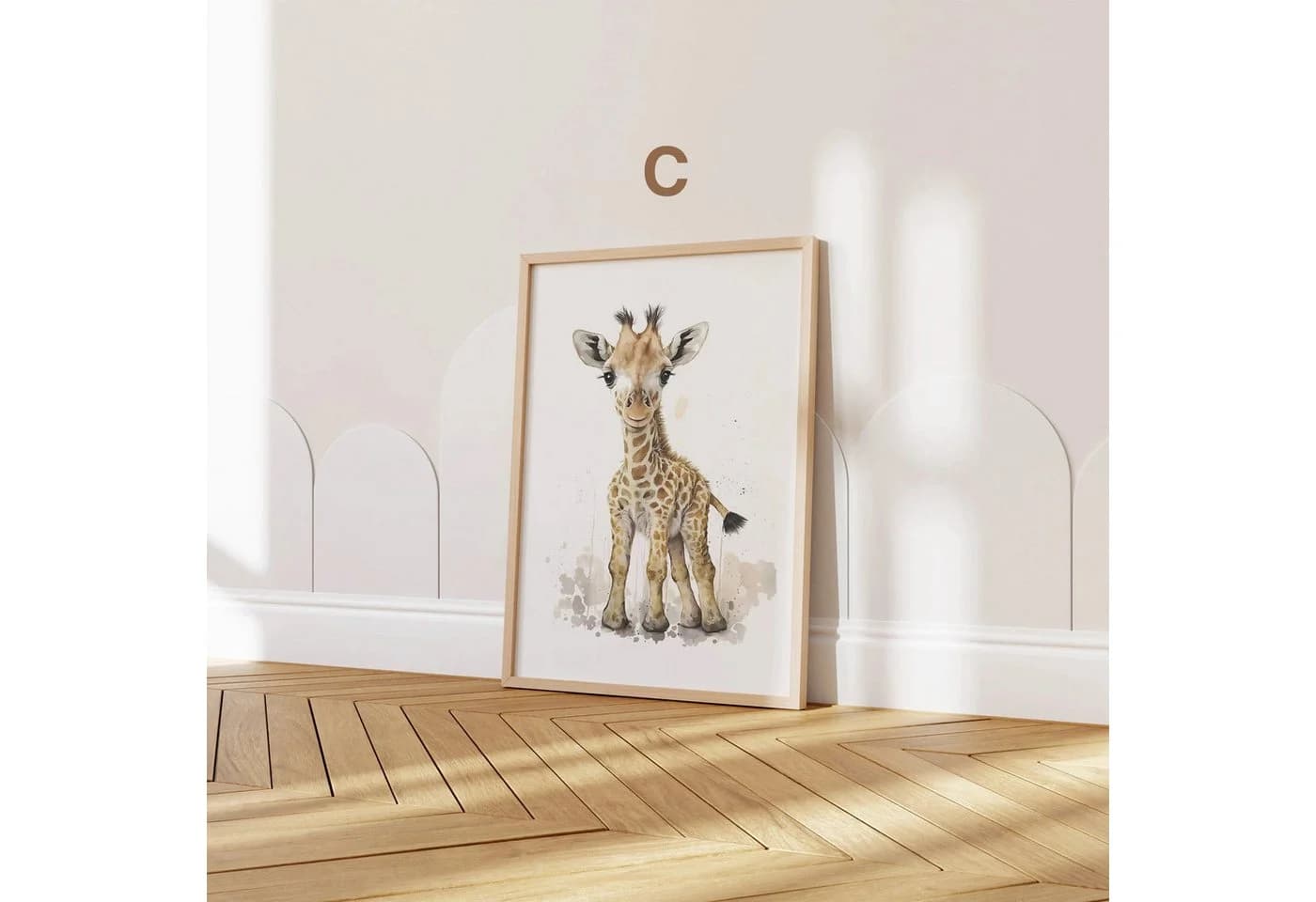 JUSTGOODMOOD Poster Tiere Wald Dschungel Aquarell Giraffe Leinwand