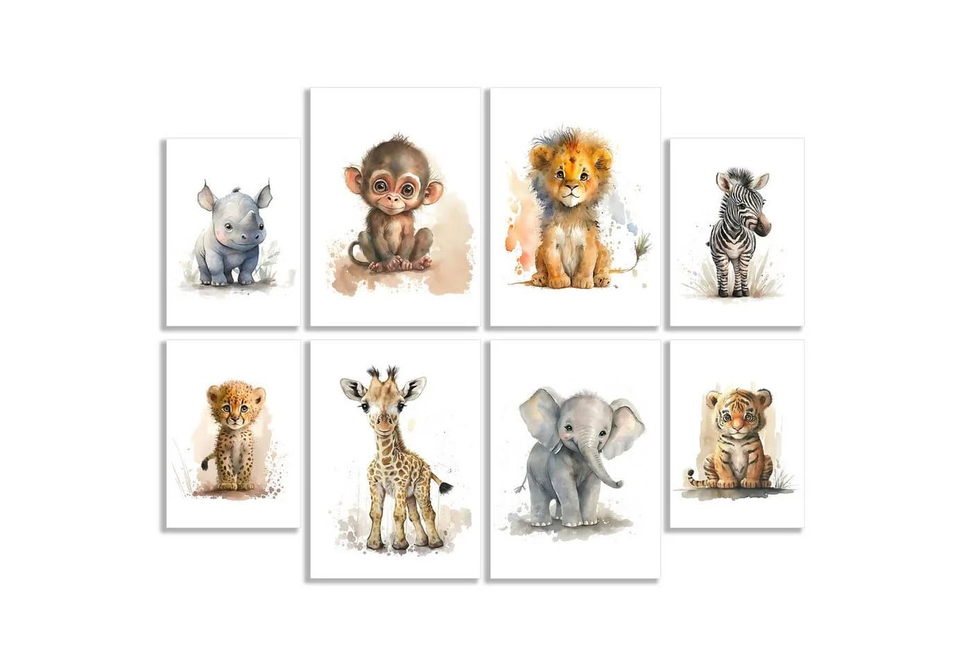 JUSTGOODMOOD Poster Tiere Wald Dschungel Aquarell Giraffe Leinwand - Bild 2