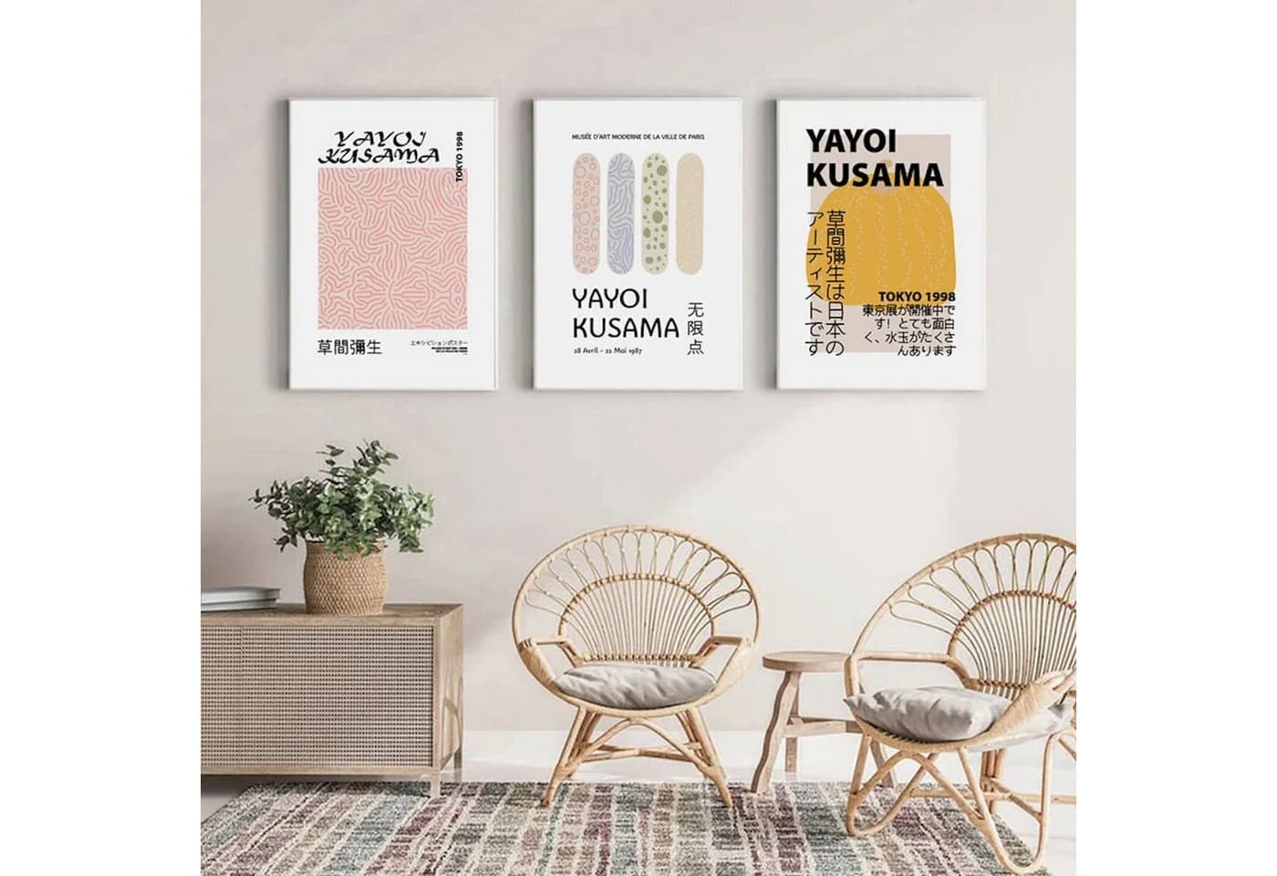 JUSTGOODMOOD Poster Modern Yayoi Kusama Abstrakt Nordic Baumwolle