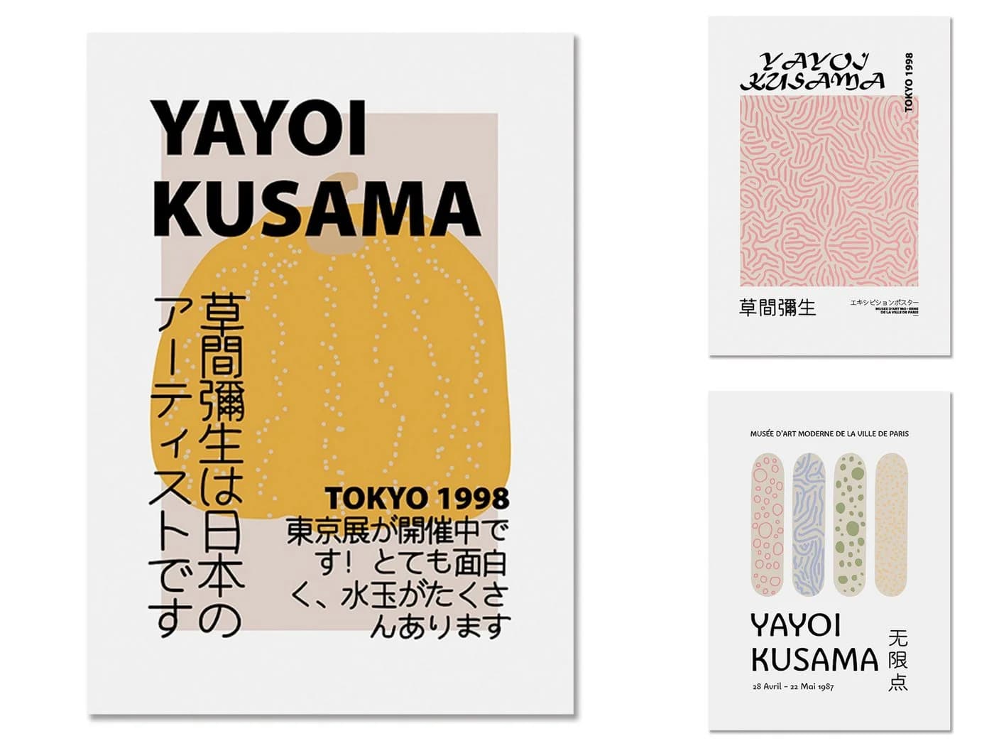 JUSTGOODMOOD Poster Modern Yayoi Kusama Abstrakt Nordic Baumwolle - Bild 2