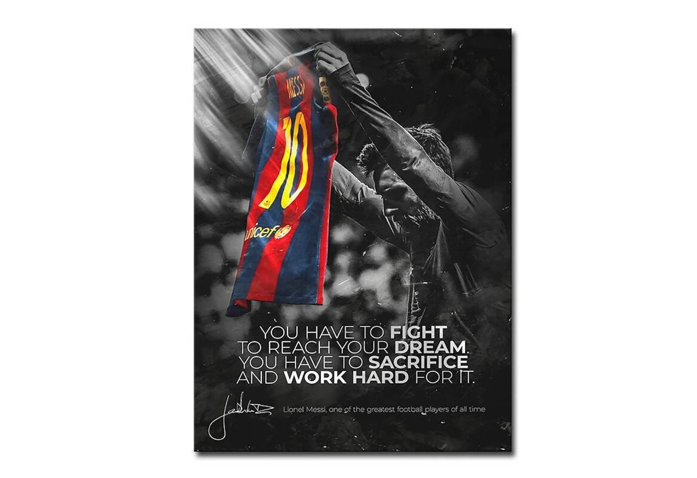 JUSTGOODMOOD Fußball Poster Messi FC Barcelona Trikot Motivations Spruch A
