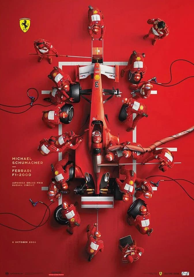JUSTGOODMOOD Formel 1 Rennfahrer Poster Baumwolle HD-Druck
