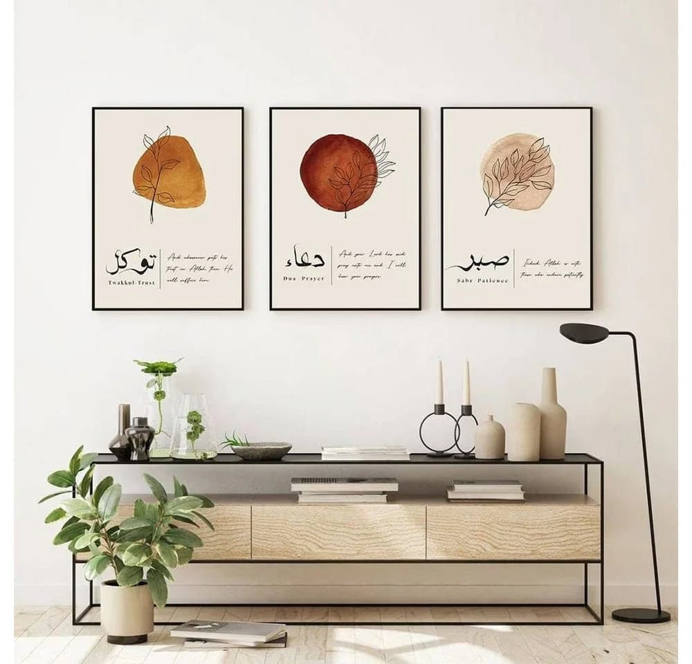 JUSTGOODMOOD Poster Abstrakte Form Kalligraphie Baumwolle