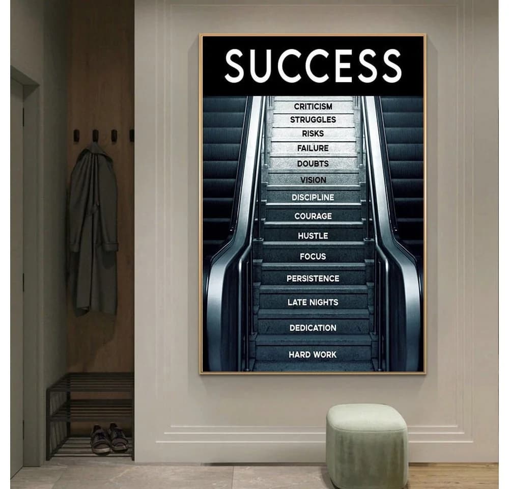 JUSTGOODMOOD Poster Motivation Erfolg Treppe Baumwolle HD-Druck