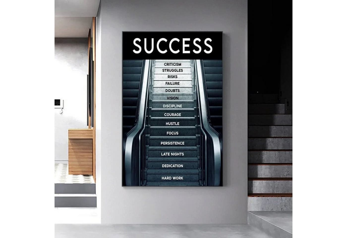 JUSTGOODMOOD Poster Motivation Erfolg Treppe Baumwolle HD-Druck - Bild 2