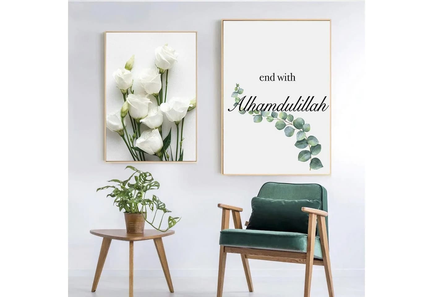 JUSTGOODMOOD Poster Bismillah Alhamdulillah Wandbild Baumwolle