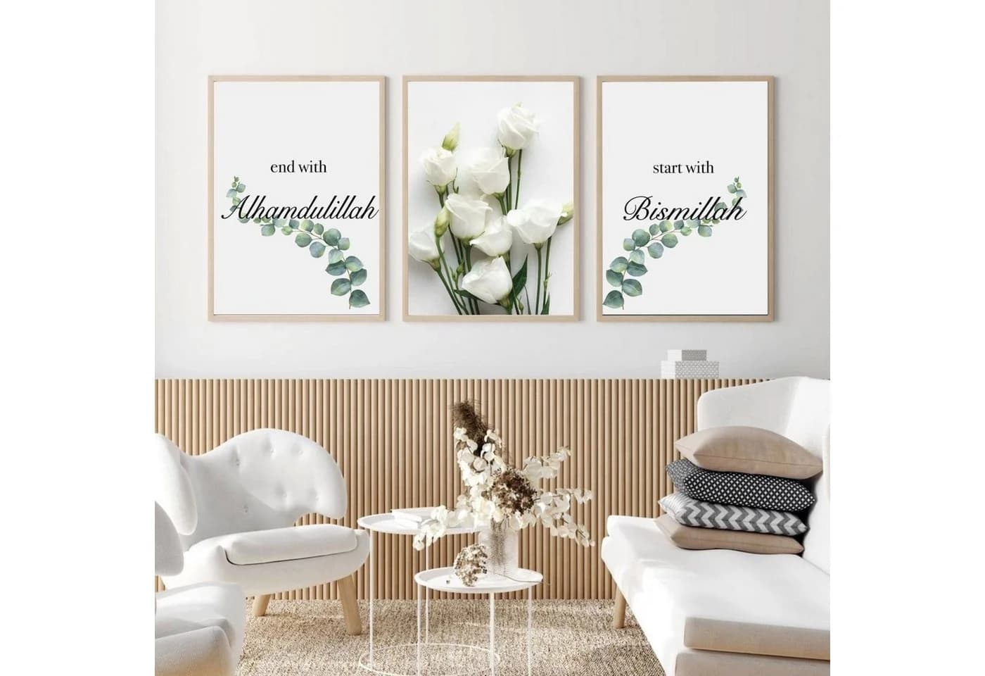 JUSTGOODMOOD Poster Bismillah Alhamdulillah Wandbild Baumwolle - Bild 2
