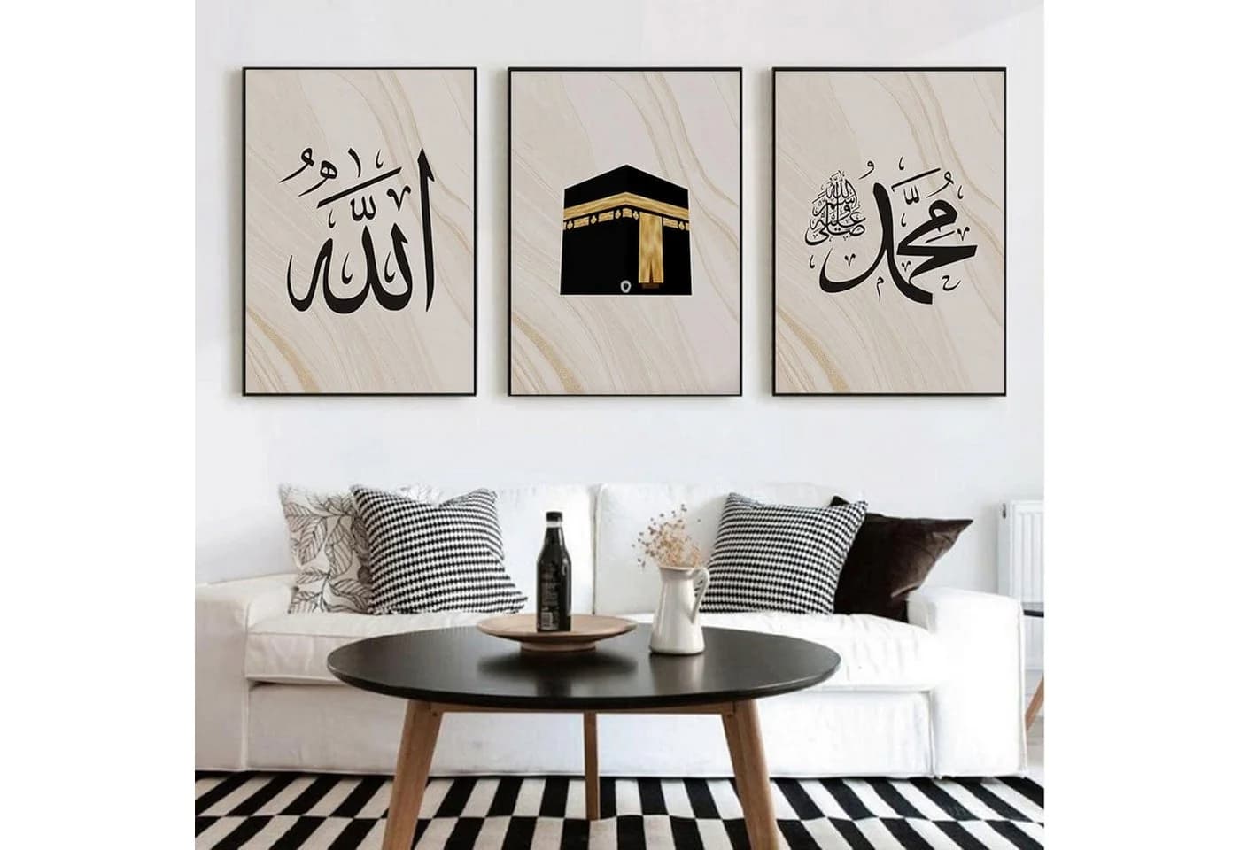 JUSTGOODMOOD Kalligraphie Poster Moschee & Kaaba Baumwolle HD-Druck