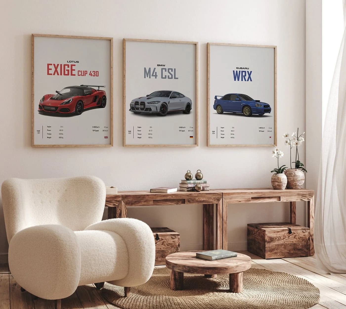 JUSTGOODMOOD Poster BMW M4 CSL Sportwagen Klassiker HD-Druck Baumwolle