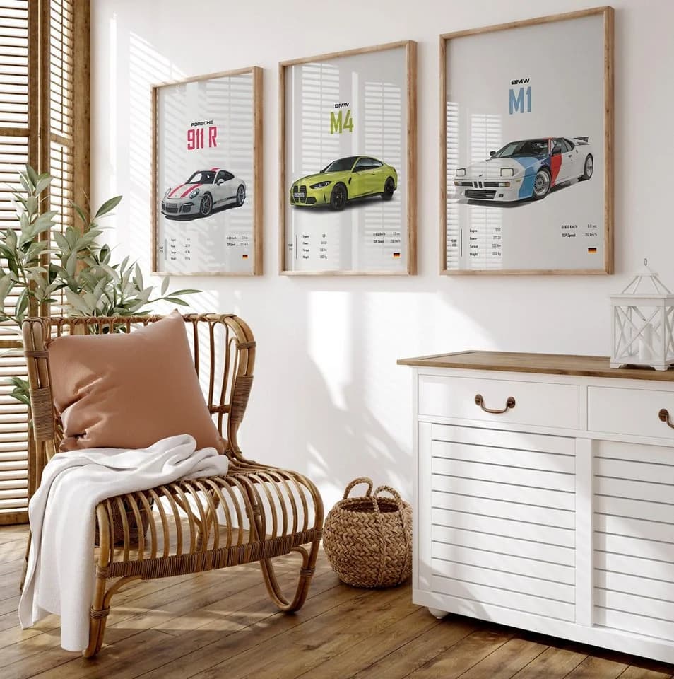 JUSTGOODMOOD Poster Sportwagen BMW M4 HD-Druck Baumwolle - Bild 4