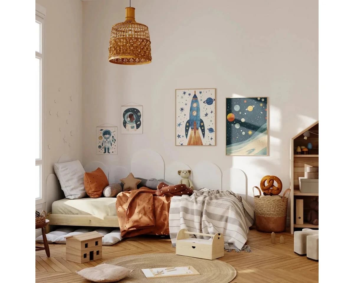 JUSTGOODMOOD Poster Astronaut Kinderzimmer Deko Baumwolle