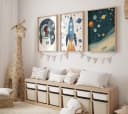JUSTGOODMOOD Poster Astronaut Kinderzimmer Deko Baumwolle Bild 2