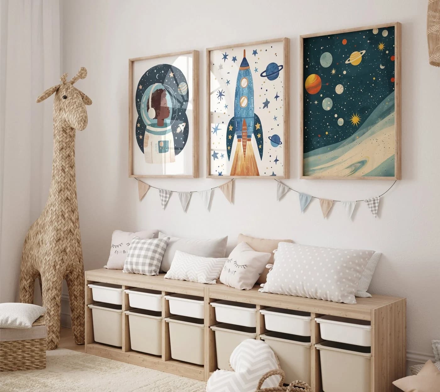 JUSTGOODMOOD Poster Astronaut Kinderzimmer Deko Baumwolle - Bild 2